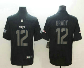 Men's New England Patriots #12 Tom Brady Black 2018 Fashion Impact Black Color Rush Stitched NFL Nike Limited Jersey