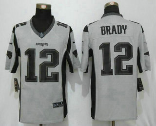 Men's New England Patriots #12 Tom Brady Gray Gridiron II Stitched NFL Nike Limited Jersey