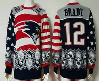 Men's New England Patriots #12 Tom Brady Multicolor NFL Sweater