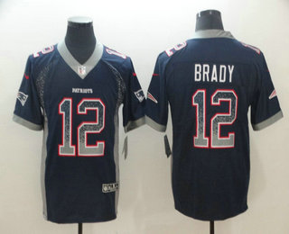 Men's New England Patriots #12 Tom Brady Navy Blue 2018 Fashion Drift Color Rush Stitched NFL Nike Limited Jersey