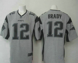 Men's New England Patriots #12 Tom Brady Nike Gray Gridiron 2015 NFL Gray Limited Jersey