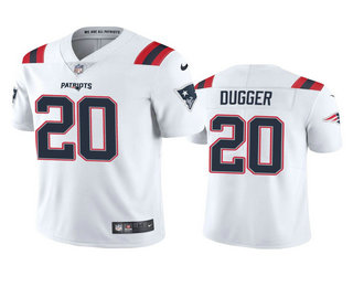 Men's New England Patriots #20 Kyle Dugger White 2020 NFL Draft Vapor Limited Jersey