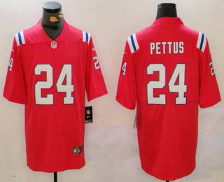 Men's New England Patriots #24 Dell Pettus Red Vapor Limited Stitched Jersey