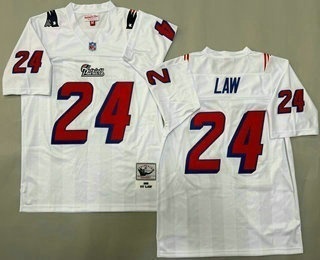 Men's New England Patriots #24 Ty Law White 1995 Throwback Jersey