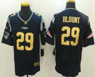 Men's New England Patriots #29 LeGarrette Blount Navy Blue With Gold Stitched NFL Nike Limited Jersey