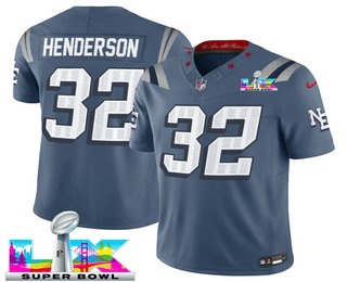 Men's New England Patriots #32 TreVeyon Henderson Limited Gray Rivalries Super Bowl LX FUSE Vapor Jersey