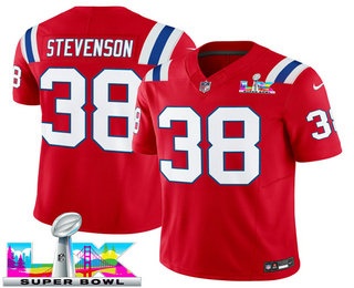 Men's New England Patriots #38 Rhamondre Stevenson Limited Red Super Bowl LX FUSE Vapor Jersey