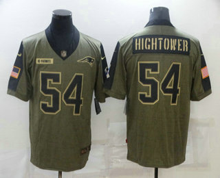 Men's New England Patriots #54 Donta Hightower 2021 Olive Salute To Service Limited Stitched Jersey