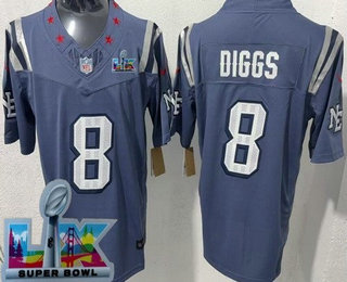 Men's New England Patriots #8 Stefon Diggs Limited Gray Rivalries Super Bowl LX FUSE Vapor Jersey