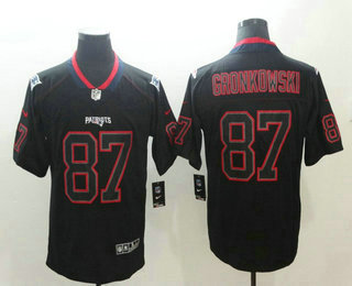 Men's New England Patriots #87 Rob Gronkowski 2018 Black Lights Out Color Rush Stitched NFL Nike Limited Jersey