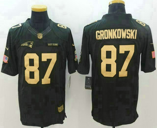 Men's New England Patriots #87 Rob Gronkowski Anthracite Gold 2016 Salute To Service Stitched NFL Nike Limited Jersey