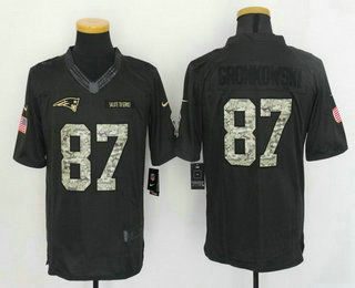 Men's New England Patriots #87 Rob Gronkowski Black Anthracite 2016 Salute To Service Stitched NFL Nike Limited Jersey