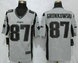 Men's New England Patriots #87 Rob Gronkowski Gray Gridiron II Stitched NFL Nike Limited Jersey