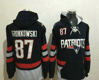 Men's New England Patriots #87 Rob Gronkowski NEW Navy Blue Pocket Stitched NFL Pullover Hoodie