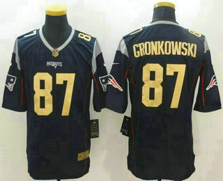 Men's New England Patriots #87 Rob Gronkowski Navy Blue With Gold Stitched NFL Nike Limited Jersey