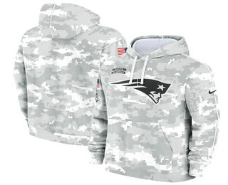 Men's New England Patriots 2024 Camo Salute to Service Club Fleece Pullover Hoodie