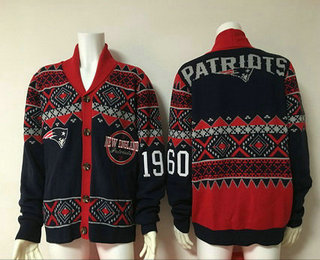 Men's New England Patriots Founded in 1960 Button Multicolor NFL Sweater