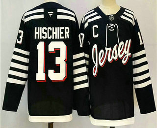 Men's New Jersey Devils #13 Nico Hischier Black 2024 Stitched Jersey