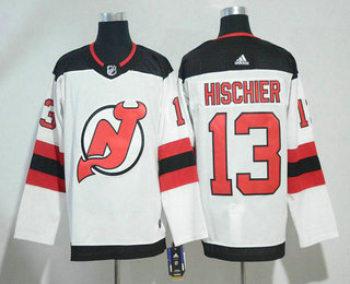 Men's New Jersey Devils #13 Nico Hischier White 2017-2018 Hockey Adidas Stitched NHL Jersey