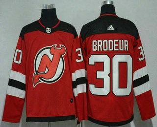 Men's New Jersey Devils #30 Martin Brodeur Red with Black 2017-2018 Hockey Adidas Stitched NHL Jersey