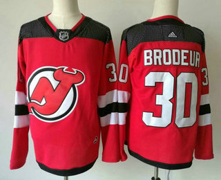 Men's New Jersey Devils #30 Martin Brodeur Red with Black 2017-2018 adidas Hockey Stitched NHL Jersey