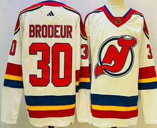 Men's New Jersey Devils #30 Martin Brodeur White 2022 Reverse Retro Authentic Jersey
