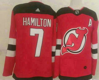 Men's New Jersey Devils #7 Dougie Hamilton Red Authentic Jersey