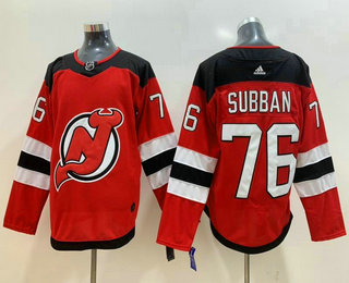 Men's New Jersey Devils #76 PK Subban Red Adidas Stitched NHL Jersey