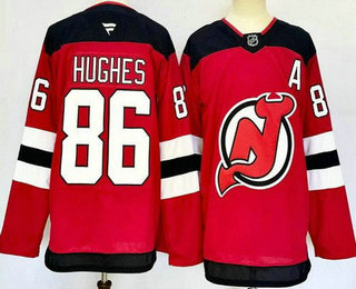 Men's New Jersey Devils #86 Jack Hughes Red Authentic Jersey