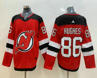 Men's New Jersey Devils #86 Jack Hughes Red Stitched Adidas NHL Jersey