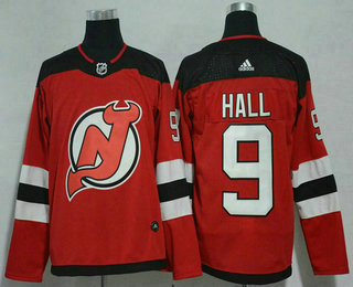 Men's New Jersey Devils #9 Taylor Hall Red with Black 2017-2018 Hockey Adidas Stitched NHL Jersey