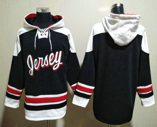 Men's New Jersey Devils Blank Black Ageless Must Have Lace Up Pullover Hoodie