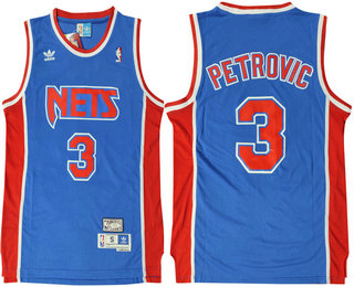 Men's New Jersey Nets #3 Drazen Petrovic Blue Hardwood Classics Soul Swingman Throwback Jersey 01