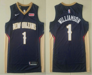 Men's New Orleans Pelicans #1 Winning Williamson Black 2019 Nike Authentic Stitched NBA Jersey With The Sponsor Logo
