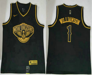 Men's New Orleans Pelicans #1 Winning Williamson Black Golden Edition Nike Swingman Jersey