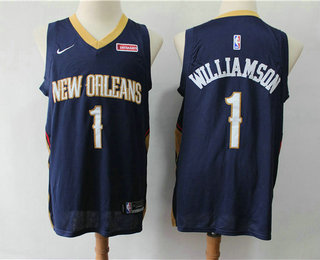 Men's New Orleans Pelicans #1 Winning Williamson New Navy Blue 2019 Nike Swingman Stitched NBA Jersey With The Sponsor Logo