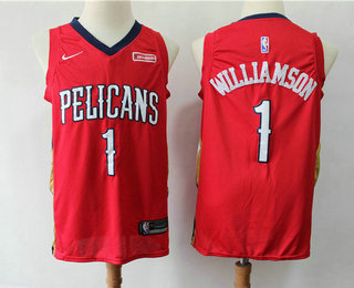 Men's New Orleans Pelicans #1 Winning Williamson New Red 2019 Nike Swingman Stitched NBA Jersey With The Sponsor Logo