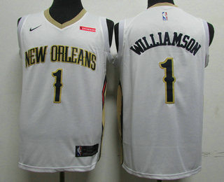 Men's New Orleans Pelicans #1 Winning Williamson New White 2019 Nike Swingman Stitched NBA Jersey With The Sponsor Logo