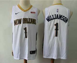 Men's New Orleans Pelicans #1 Winning Williamson New White 2019 Nike Swingman Stitched NBA Jersey With The Sponsor Logo