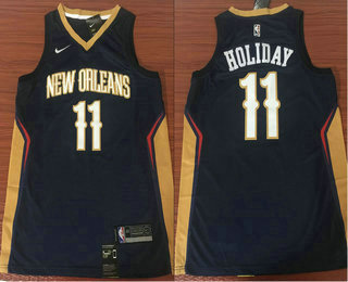 Men's New Orleans Pelicans #11 Jrue Holiday New Navy Blue 2017-2018 Nike Swingman Stitched NBA Jersey