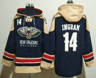 Men's New Orleans Pelicans #14 Brandon Ingram Navy Blue Ageless Must Have Lace Up Pullover Hoodie