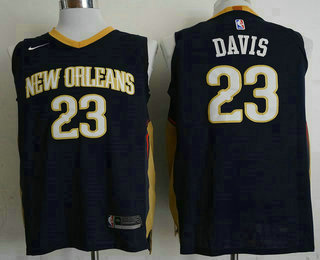 Men's New Orleans Pelicans #23 Anthony Davis New Navy Blue 2017-2018 Nike Authentic Stitched NBA Jersey