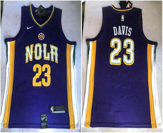 Men's New Orleans Pelicans #23 Anthony Davis Purple 2017-2018 Nike Swingman Stitched NBA Jersey