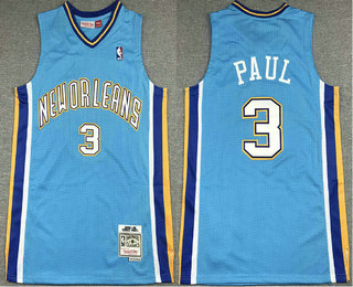Men's New Orleans Pelicans #3 Chris Paul Light Blue 2005-06 Hardwood Classics Soul Swingman Stitched Throwback Jersey