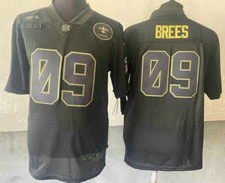 Men's New Orleans Saints #09 Drew Brees Black 2020 Salute To Service Stitched NFL Nike Limited Jersey