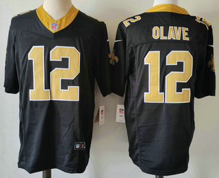 Men's New Orleans Saints #12 Chris Olave  Black 2023 FUSE Vapor Limited Stitched Jersey