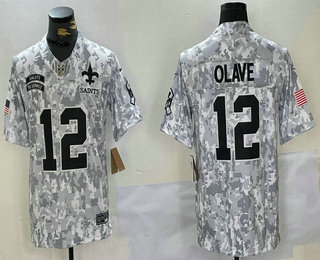 Men's New Orleans Saints #12 Chris Olave Arctic Camo 2024 FUSE Salute to Service Limited Stitched Jersey