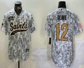 Men's New Orleans Saints #12 Chris Olave Arctic Camo 2024 Salute to Service Stitched Baseball Jersey