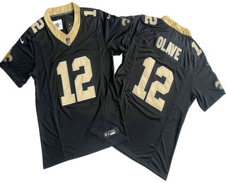 Men's New Orleans Saints #12 Chris Olave Black 2023 FUSE Vapor Untouchable Stitched Jersey