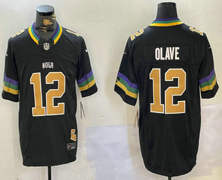 Men's New Orleans Saints #12 Chris Olave Black 2024 FUSE Vapor Limited Stitched Jersey